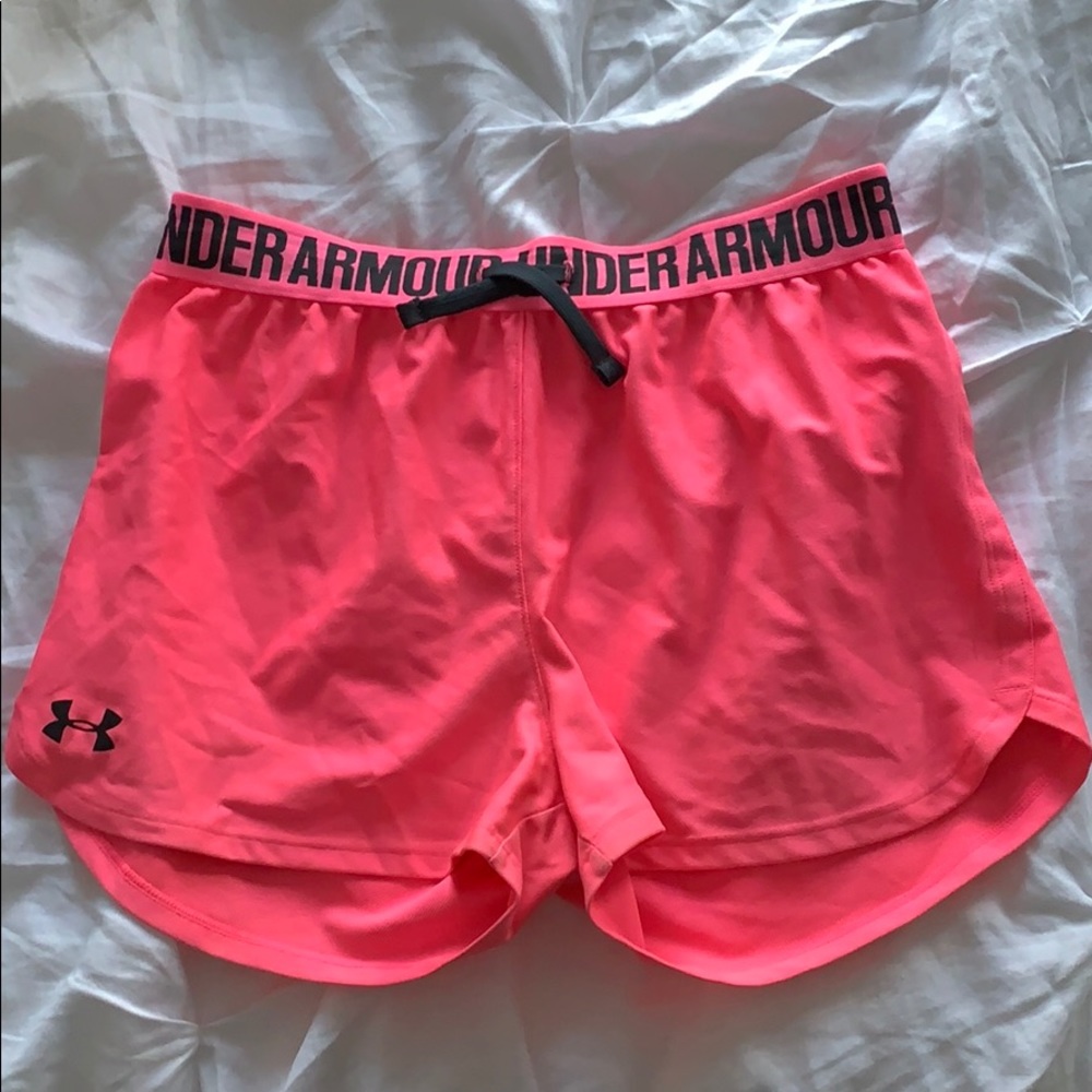 Pink under armour shorts